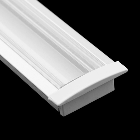 Aluminiumprofil für LED KM39 Silver Recessed 2m mit transparentem Lampenschirm und Endkappen
