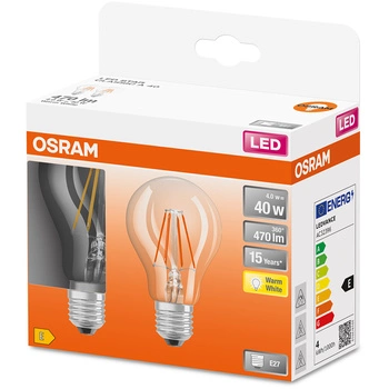 2x LED Lampen E27 A60 4W = 40W 470lm 2700K 300° OSRAM STAR Filament