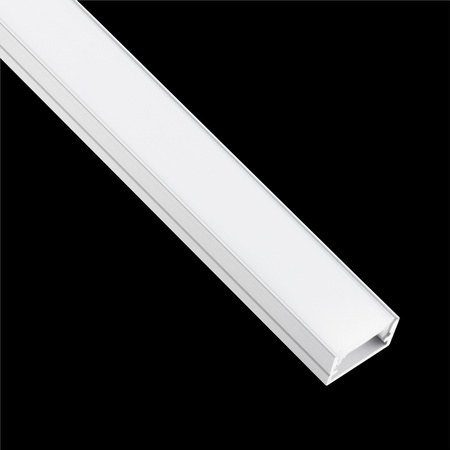 Profil aus eloxiertem Aluminium für LED KM35 silberfarben oberflächenmontiert 1m + undurchsichtige Abdeckung + Endkappen