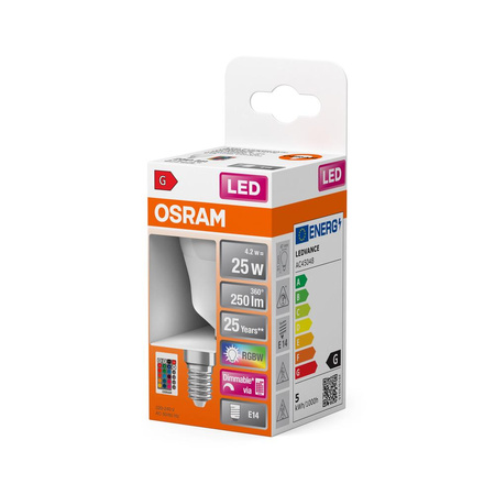 LED-Lampe E14 P45 4,5W = 25W 250lm RGBW 200° OSRAM Star + PILOT