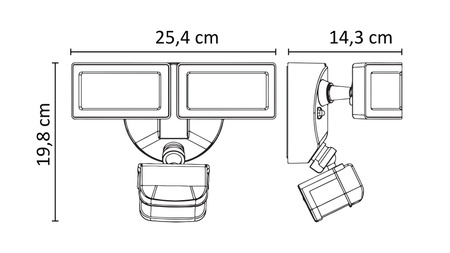 Außengarten-Fassadenleuchte WALL LED Duo 6556-PIR 36W 3000lm 4000K Neutral Su-Ma + Bewegungs- und Dämmerungssensor