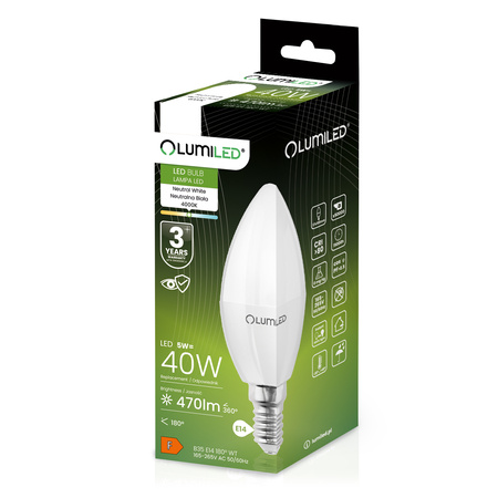 LED Lampen E14, Kerzenform Lampe B35 5W = 40W 470lm 180° 4000K neutral LUMILED