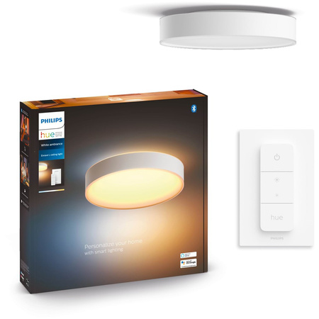 LED Plafond Deckenleuchte Enrave Weiß 33.5W 42.5cm CCT PHILIPS HUE Bluetooth + Dimmschalter