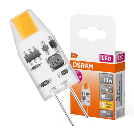 LED-Kapsel-Glühbirne G4 1W = 10W 100lm 2700K Warm 12V 300° LED PIN Osram
