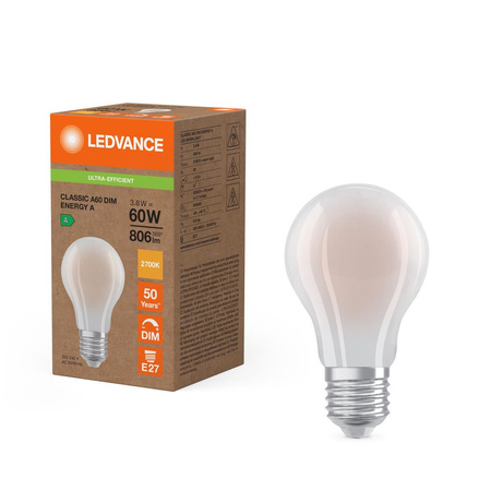 LED-Lampe E27 A60 3.8W = 60W 806lm 2700K Warm 320° Dimmbar Ledvance