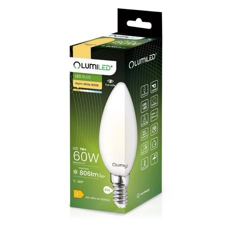 Lampen E14, Glühbirne B35 7W = 60W 806lm 3000K 360° warm Glühfaden LUMILED