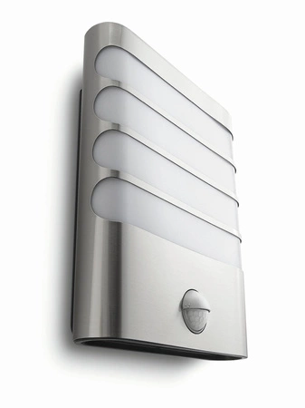 LED-Gartenwandleuchte RACCOON IR myGarden 3W 2700K IP44 mit Bewegungs- und Dämmerungssensor Silber PHILIPS