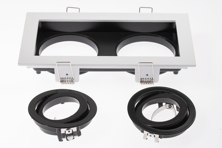 Einbaustrahler 2x GU10, Einbauspot HALOGEN Quadrat beweglich Weiß GEMINUS LUMILED