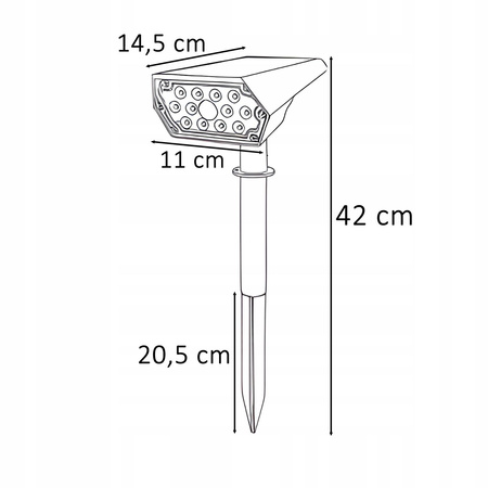 Garten LED SOLAR Strahler angetrieben 42 cm außen IP44 4000K Dämmerungssensor