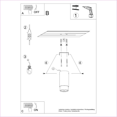 Deckenleuchte Leuchte Aufbauleuchte Tuba Spot GU10 Schwarz Chrom Nero Bittersweet Shimmer SL.1408 Sollux