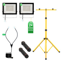 LED-Flutlicht ZUNA2 Halogenlampe 2x 100W 6500K auf Stativ + Kabel + Hermetischer Anschluss LUMILED