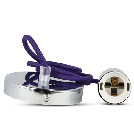 Pendelleuchte E27 Chrom Schirm mit lila Kabel VT-7338 V-TAC
