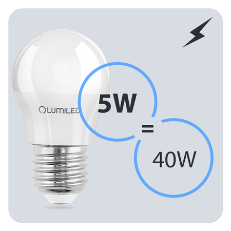 6x LED Lampen E27, Glühbirne P40 5W = 40W 470lm 180° 6500K kalt LUMILED