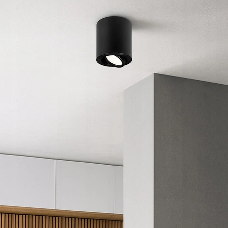 Aufputz Halogen Tuba Reflektor Spot GU10 Rund Beweglich Schwarz Masterled