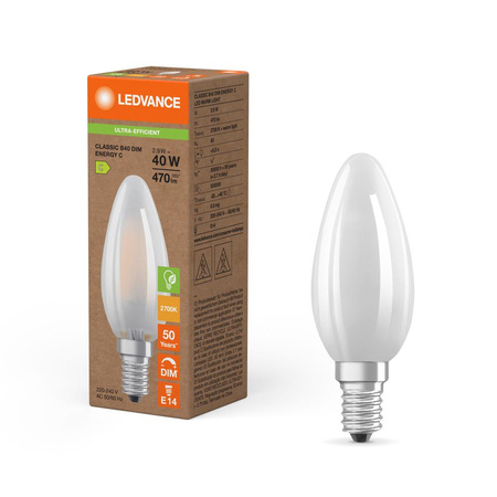 LED-Kerzenbirne E14 B35 2.9W = 40W 470lm 2700K Warm 300° Dimmbar Ledvance