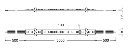 LED Streifen 24V 24W 350LED Warm 8mm 5m Ledvance