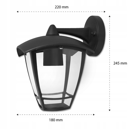 E27 Gartenwandleuchte nach unten gerichtete Fassadenwandleuchte NIKO Masterled