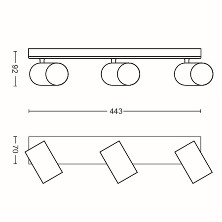 KOSIPO Deckenleuchte Reflektor Leuchte 3x GU10 Schwarz beweglich PHILIPS