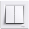 Lichtschalter Doppelschalter weiß mit Rahmen SCHNEIDER ASFORA