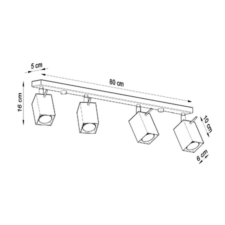 MERIDA Deckenleuchte 4xGU10 Reflektor Halogen Leuchte Moving 80cm Grau SOLLUX