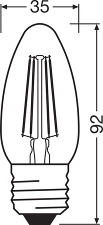 LED Lampen B35 E27 4W = 40W 470lm 2700K Warmweiß FILAMENT LEDVANCE