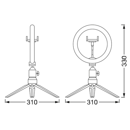 Mobile LED-Ring-Stehleuchte für Selfie 5,5W 250lm CCT 20 cm Bluetooth LEDVANCE + Fernbedienung