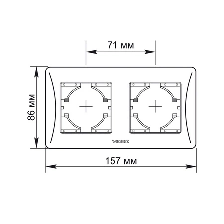 Horizontaler Rahmen für Doppelsteckdosen Aufputz Schwarz BINERA VIDEX
