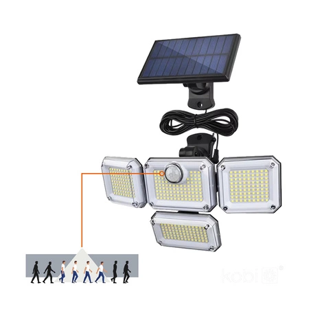 LED-Flutlicht Outdoor Solar Garten 2.5W lm 6500K Kalt mit Bewegungs- und Dämmerungssensor IP44 Schwarz Glow Kobi