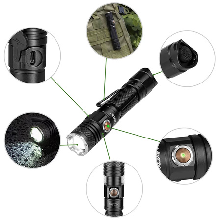 Taktische LED-Taschenlampe Leistung IP44 10W 1200lm Professional VAYOX