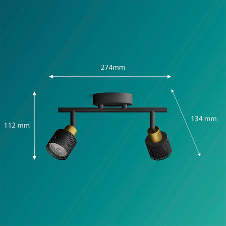 Reflektor-Deckenleuchte 2x GU10 Schwarz-Kupfer Niall Philips