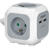 Verlängerungswürfel 2P+Z 4x Steckdose + 2x USB mit Erdungsschiene Kabel 1,4m 16A 