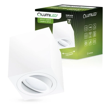 Halogen-Aufbauleuchte GU10, Aufbauspot 84mm beweglich Quadrat Tube Weiß AMAT-M LUMILED