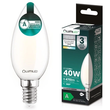 LED-Lampe E14 Kerze B35 2.2W 470lm = 40W 4000K neutralweiß 360° Filament Energieklasse A LUMILED