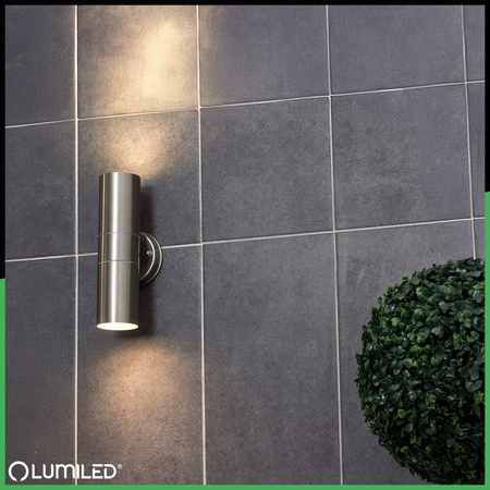 Wandleuchte Außen GU10, Garten-Wandleuchte IP44 nach oben und unten Schwarz ZINNA INOX LUMILED