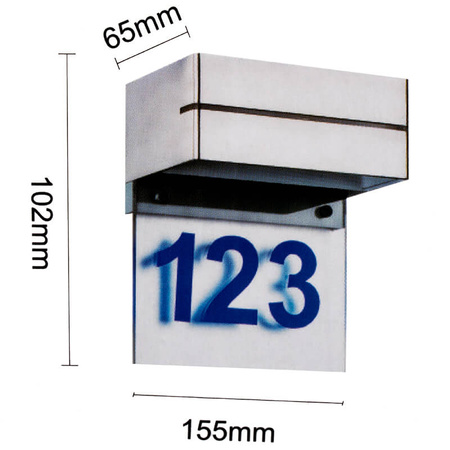 LED-Gartenlampe beleuchtete Hausnummer Türerhöhung Wandleuchte 6W IP54 Silber Volteno