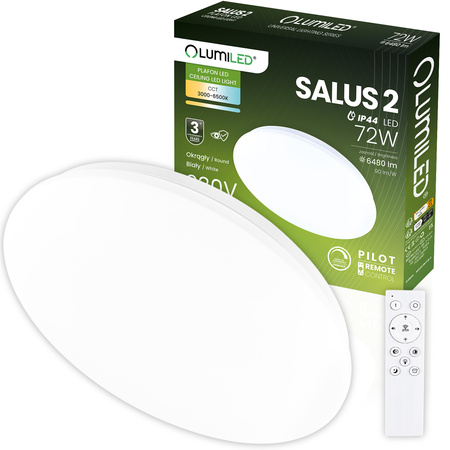 Plafond LED-Anbauleuchte SALUS2 72W IP44 CCT Weiß Rund 50cm + LUMILED PILOT