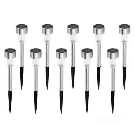 Solar Garten Pole Outdoor Stehend LED 6000K Kalt IP44 Chrom Eclipse Kobi