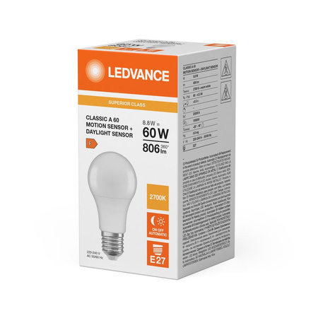 LED-Lampe E27 A60 8.8W = 60W 806lm 2700K Warm 200° Ledvance