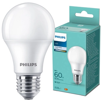 E27 A60 LED Lampen 8W = 60W 806lm 4000K Neutralmilch PHILIPS