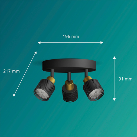 Reflektor-Deckenleuchte 3x GU10 Schwarz-Kupfer Niall Philips