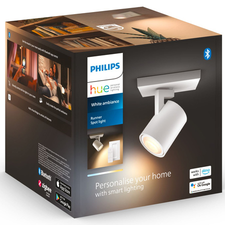 LED Spot Runner Wandleuchte Weiß 4.2W CCT PHILIPS HUE Bluetooth Zigbee + Dimmschalter