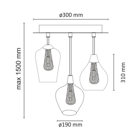 HÄNGE-DECKENLEUCHTE Dyson 3xG9 transparent GLAMOUR