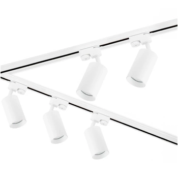 3m Stromschiene + 5x Schienenstrahler GU10 Weiß SAGI + L-Verbinder LUMILED