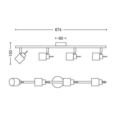 MERANTI Deckenleuchte 4x GU10 Wandleuchte Reflektor Moving white PHILIPS
