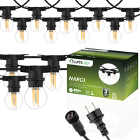 LED Außen-Lichterkette 20x E27, Garten Lichterkette 20m 7W 3000K NARCI LUMILED