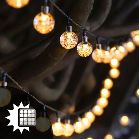 Garten SOLAR GIRLANDE DEKORATIVE Lichterkette 30 Kugeln 2700K Hitze GOLDLUX (Polux)