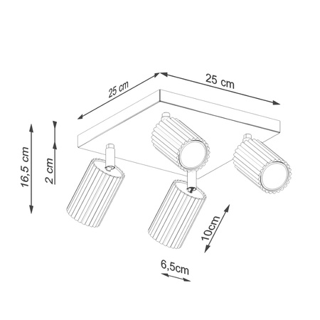 Tuba Spot Reflektor Deckenleuchte 4x GU10 Olive Carbon Deep Space SL.1621 Sollux