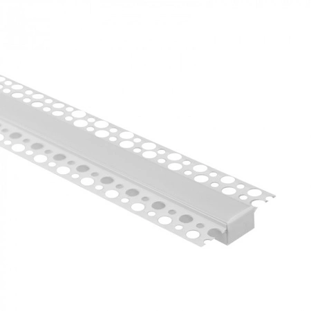 Aluminium LED-Profil für Gipskarton REGIPS breit flächenbündig weiß 1m mit milchigem Lampenschirm für LED-Streifen + Kappen Ecolight GPS Serie