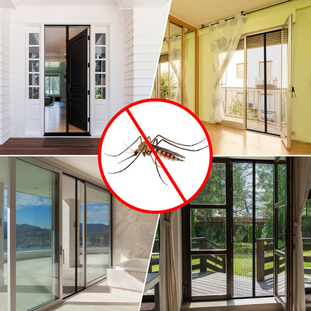 Magnetischer Türvorhang Moskitonetz 80/90/100 x 210/220cm schwarz