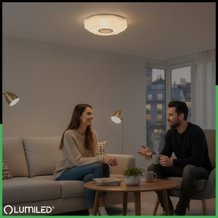 LED-Deckensegel WESTA 48W CCT Weiß Rund 40cm + PILOT LUMILED